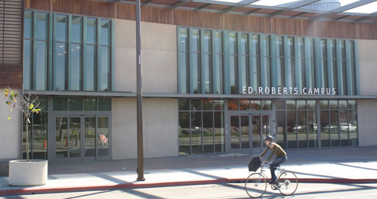 Bicyclist riding past the ERC