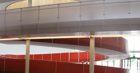 Interior walkway and helical ramp