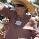 Zona Roberts waving in the crowd.