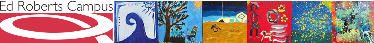 ERC logo with with sevral paintngs from the Disability Mural